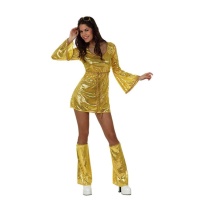 Goldene Disco-Stil Kostüm für Frauen.