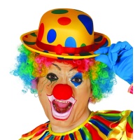 Gelber Clownshut mit bunten Tupfen - 60 cm