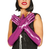 Fuchsia lange Metallic-Handschuhe - 40 cm