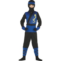 Blau-schwarzes Ninja-Kostüm für Kinder