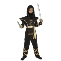 Schwarz-goldenes Ninja-Kostüm für Kinder