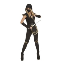 Schwarz-goldenes Ninja-Kostüm für Frauen