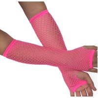 Lange neonpinke Netzhandschuhe