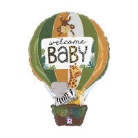 Luftballon Tierkugel Globus mit Welcome Baby Nachricht 76 cm - Grabo