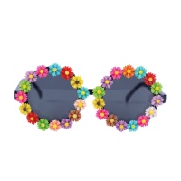 Hippie-Brille mit bunten Blumen