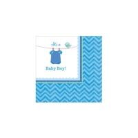 Blaue Baby Party Servietten 12,5 x 12,5 cm - 16 Stk.