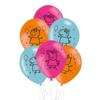 Peppa Pig Latex Luftballons 28 cm - 6 Stück