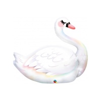 Schillernder weißer Schwan Ballon 89 cm - Qualatex