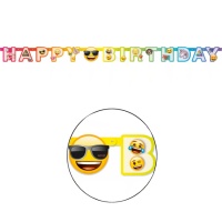 Happy Birthday Regenbogen Emoticons Girlande - 1,82 m