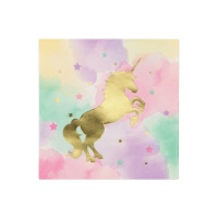 Goldene Einhorn-Servietten 16,5 x 16,5 cm - 16 Stk.