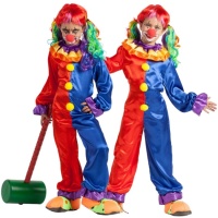 Rot-blaues Clownskostüm für Mädchen