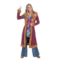 Hippie-Kostüm mit Mantel für Frauen