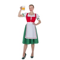 Deutsches Oktoberfest Kostüm Rot und Grün für Damen