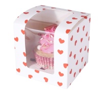 Schachtel für 1 Cupcake-Herz 12,5 x 8,7 cm - 4 Stück.