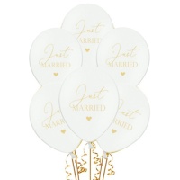 Just married weißer Latexballon 30 cm - PartyDeco - 6 Stück