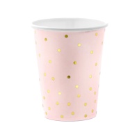 260 ml Becher in Pastellrosa mit goldenen Punkten - 6 Stk.