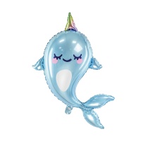 Narwhal Silhouette Luftballon 53 x 87 cm - PartyDeco