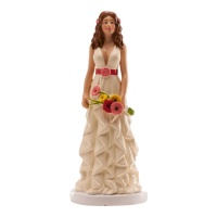 Hochzeitstorte Figur einer Braut mit einem Blumenstrauß - 16 cm