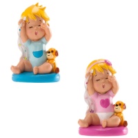 Figur für Taufkuchen mit schlafendem Babyjungen - 10 cm