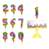 Regenbogen Zahl Ballon Topper 13 x 5,5 cm - 1 Stück