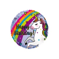 Happy Birthday Regenbogen Einhorn Luftballon 46 cm