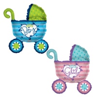 Ballon Kinderwagen Silhouette Baby Junge blau 91,4 cm