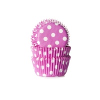 Fuchsia Mini-Cupcake-Kapseln mit Tupfen - House of Marie - 60 Stück