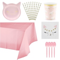 Rosa Katzenparty-Paket - 12 Personen