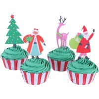 Cupcake-Kapseln mit weihnachtlichen Picks - 24 Stück