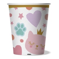 Prinzessin Katze Becher 250 ml - 8 Stück.