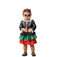 Mexikanisches Catrina-Skelett-Kostüm für Baby-Mädchen