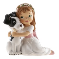 My First Communion Tortenaufsatz sitzend mit Hund - 11,5 cm