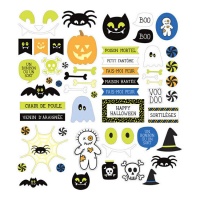 Halloween Chipboard Aufkleber phosphoreszierend - 60 Stk.