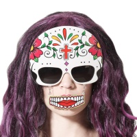 Brille mit Catrina-Maske und Mund