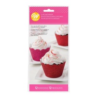 Cupcake-Verpackungen mit rotem und rosa Glitter - WIlton - 24 Stück