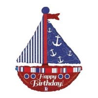 Happy Birthday Segelboot Luftballon 94 cm - Grabo