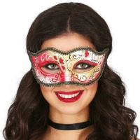 Venezianische Maske mit rotem und goldenem Farbverlauf