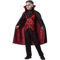 Rotes und schwarzes Graf Dracula Kostüm für Kinder