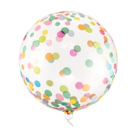 Transparenter orbz Ballon mit bunten Punkten 40 cm - PartyDeco - 1 Stück