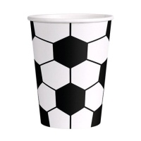 Schwarz-weiße Fußball-Fußballbecher 270 ml - 10 Stück.