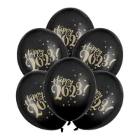 Happy 2023! 30 cm schwarze pastellfarbene Latex-Luftballons - PartyDeco - 50 Stk.