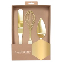 Goldfarbenes Backformen-Set - Scrapcooking - 3 Teile.