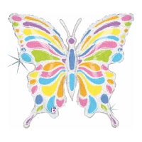 Pastellfarbener holografischer Schmetterling Ballon 84 cm - Grabo