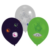 Astronaut & Weltraum Latex-Ballons 27,5 cm - 6 Stk.