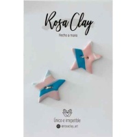 Pink Clay rosa und blaue Sternknöpfe 2,8 cm - 2 Stück