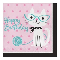 Happy Birthday Cats Servietten 16,5 x 16,5 cm - 16 Stk.