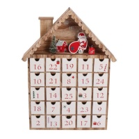 Holzhaus-Adventskalender 35,5 x 6 x 26,5 cm