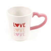 230 ml Becher Love mit rosa Herzgriff