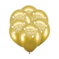 Happy Birthday Goldene Latex-Ballons 23 cm - 6 Stück