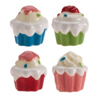 3 cm bunte Cupcake-Tortenaufleger - Dekora - 50 Stk.